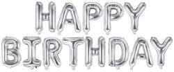 Happy Birthday betűk fólia lufi ezüst 340x35cm