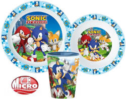 Sega Sonic a sündisznó étkészlet, micro műanyag szett 260 ml-es pohárral Nr1