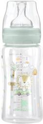 KikkaBoo Бебешко стъклено шише Kikkaboo - Jungle King, 240 ml, Mint (31302020122)