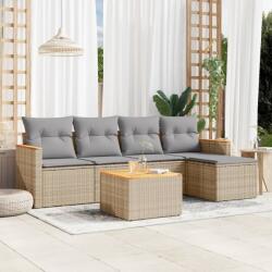vidaXL Set canapele de grădină cu perne, 6 piese, bej, poliratan (3258328)