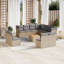 vidaXL Set canapele de grădină cu perne, 12 piese, bej, poliratan (3223707)