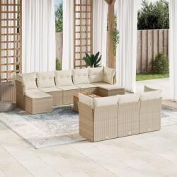 vidaXL 11 részes bézs polyrattan kerti ülőgarnitúra párnákkal (3223881)
