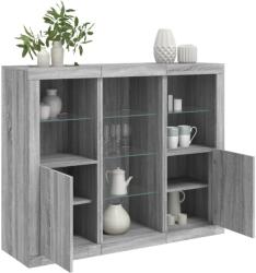 vidaXL 3 db szürke sonoma színű szerelt fa tálalószekrény LED-ekkel (3209126)