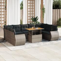 vidaXL 10 részes szürke polyrattan kerti ülőgarnitúra párnákkal (3327308)