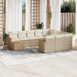 vidaXL 11 részes bézs polyrattan kerti ülőgarnitúra párnákkal (3226366)