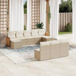 vidaXL 10 részes bézs polyrattan kerti ülőgarnitúra párnával (3260469)