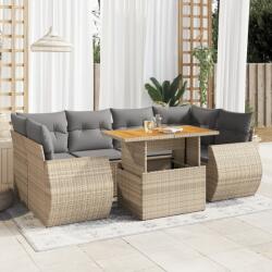 vidaXL 7 részes bézs polyrattan kerti ülőgarnitúra párnákkal (3327230)
