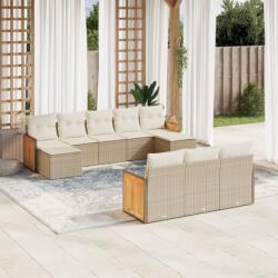 vidaXL 10 részes bézs polyrattan kerti ülőgarnitúra párnával (3228095) - vidaxl