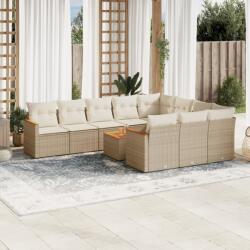 vidaXL 11 részes bézs polyrattan kerti ülőgarnitúra párnákkal (3226345) - vidaxl