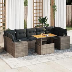 vidaXL 8 részes szürke polyrattan kerti ülőgarnitúra párnákkal (3327350)