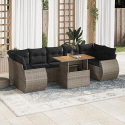 vidaXL 8 részes szürke polyrattan kerti ülőgarnitúra párnákkal (3327238)
