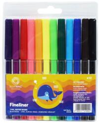 BLUERING Rostirón kúpos végű filctoll készlet, vízbázisú, 1mm, Bluering®, 12 klf. szín, (JJ10201-12) - tonerpiac