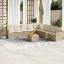 vidaXL 10 részes bézs polyrattan kerti ülőgarnitúra párnával (3258467)