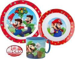 Nintendo Super Mario étkészlet, micro műanyag szett 265 ml-es bögrével Nr1