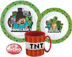 Mojang Minecraft étkészlet, micro műanyag szett 350 ml-es bögrével