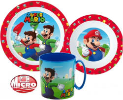 Mattel Super Mario étkészlet, micro műanyag szett 350 ml-es bögrével