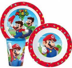 Nintendo Super Mario étkészlet, micro műanyag szett 260 ml-es pohárral Nr1