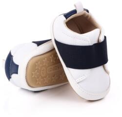 SuperBaby Pantofi albi cu banda elastica bleumarin