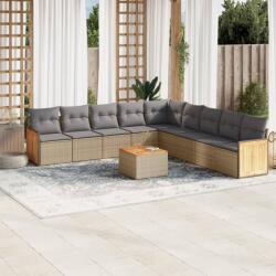 vidaXL Set canapele de grădină cu perne, 10 piese, bej, poliratan (3227746)