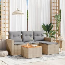vidaXL Set canapele de grădină cu perne, 5 piese, bej, poliratan (3224092)