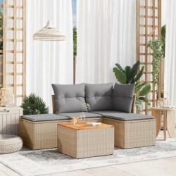vidaXL Set canapele de grădină, 5 piese, cu perne, bej, poliratan (3255919)