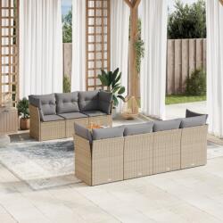 vidaXL Set canapele de grădină, 6 piese, cu perne, bej, poliratan (3255835)