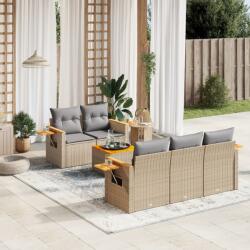 vidaXL Set canapele de grădină cu perne, 6 piese, bej, poliratan (3226626)