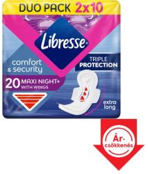 Libresse Maxi Night+ Comfort & Security egészségügyi betét éjszakai használatra 2 x 10 db