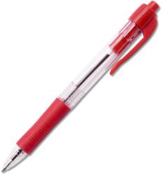 BLUERING Golyóstoll 0, 7mm, nyomógombos, gumírozott fogórész, piros átlátszó test, Bluering® R2, írásszín piros (BR894816R) - irodasziget