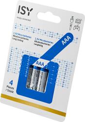 ISY AAA LR03 micro alkáli elem, 1, 5V, 4 db (IBA-1004) (IBA-1004)