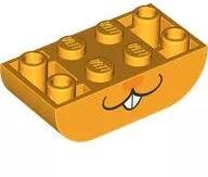 LEGO® 5174pb01c110 - LEGO élénk világos narancssárga lejtő 4 x 2 méretű, íves, inverz, nyuszi száj mintával (5174pb01c110)