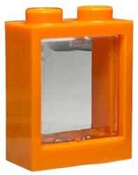 LEGO® 60592c01c4 - LEGO narancssárga ablakkeret 1 x 2 x 2 méretű, átlátszó üveggel (60592c01c4)