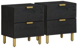 vidaXL 2 db fekete tömör mangófa éjjeliszekrény 40 x 33 x 46 cm (4017647)