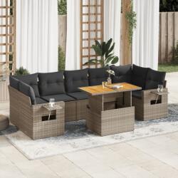 vidaXL 8 részes szürke polyrattan kerti ülőgarnitúra párnákkal (3327126)