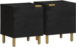 vidaXL 2 db fekete tömör mangófa éjjeliszekrény 40 x 33 x 46 cm (4017645)