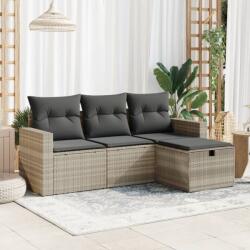 vidaXL 4 részes világosszürke polyrattan kerti ülőgarnitúra párnákkal (3325358)