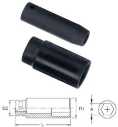 Genius Tools 497826 1/2"-os 6 lapú gépi dugókulcs fej, hosszított kivitel, 13/16 (497826)