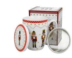 Duo Gift Porcelánbögre tetővel, fémszűrővel, 360ml, dobozban, Christmas Nutcracker (51261)