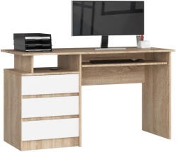 AKORD AKORD CLP 135 Számítógépasztal Sonoma Tölgy Fehér Kihúzható Billentyűzettartóval (AKO-IP0PBIUSON002)