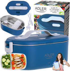 Adler 48W-os rozsdamentes acél elektromos fűtésű ebéddoboz ételtartó 800ml kék (AD4505B)