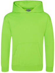 Just Hoods Gyerek élénk színű kapucnis pulóver AWJH004J, Electric Green-7/8 (awjh004jeg-7-8)