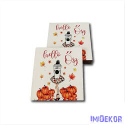  Őszi fatábla kocka 7cm - Hello Ősz-Coffee