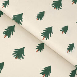 Goldea karácsonyi pamutvászon - fenyőfák natúr alapon 160 cm