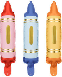 PartyDeco Mini baloane din folie Creioane colorate 7 x 30 cm