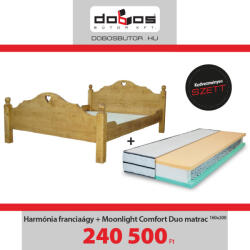 Dobos-Bútor Harmónia fenyő franciaágy Moonlight Comfort Duo matraccal