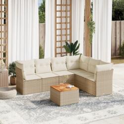 vidaXL Set canapele de grădină, 7 piese, cu perne, bej, poliratan (3223657)