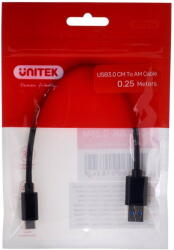 Unitek Cablu Date Unitek USB-C - USB-A 3.1, M/M, 0.25M, Y-C490BK (Y-C490BK)