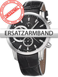 Bossart Replacement Strap Leather BW-1104 Black Silver Clasp,