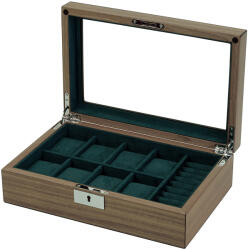 Rothenschild watch box walnut RS-2442-W for 8 watches & cufflinks,