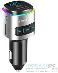 4smarts bluetooth FM Transmitter, autós szivargyújtó töltő, fekete-szürke (4S456201) - mobil-box